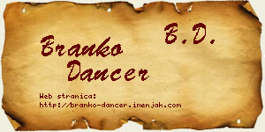 Branko Dancer vizit kartica